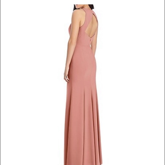 NWT Diamond Cutout Back Trumpet Gown With Front Slit - Picture 2 of 9